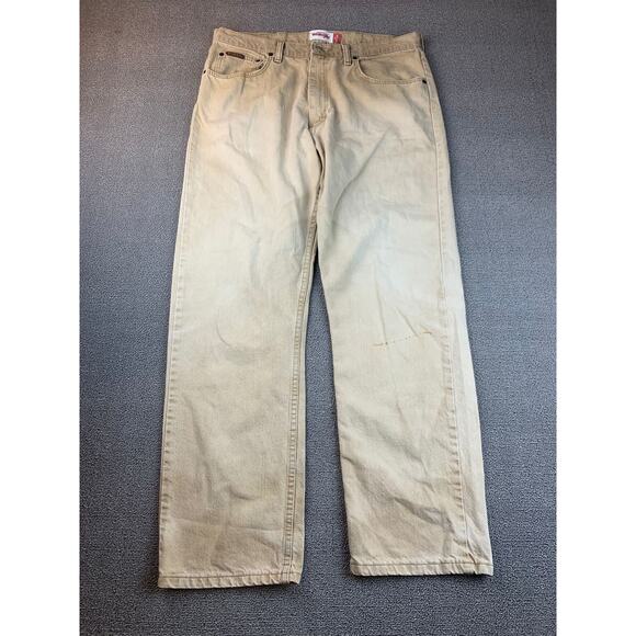 Wrangler Jeans 2000's Era Men's 36x32 Tan Denim Jeans Work Casual - Picture 1 of 16